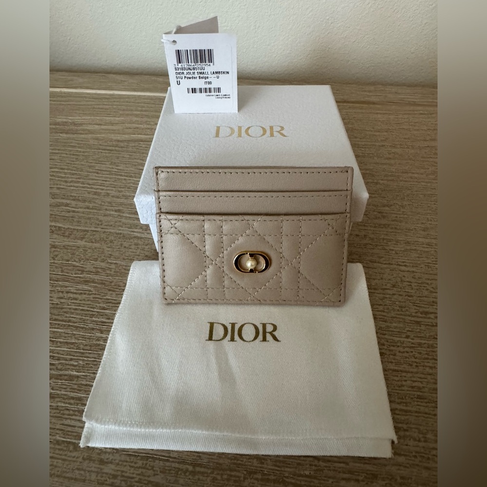 Dior Jolie Freesia Beige Card Case Holder Wallet - Picture 2 of 8